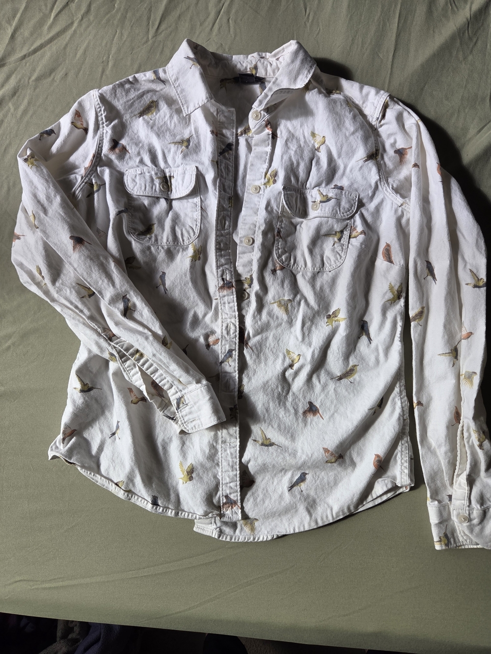 Women's Small EDDIE BAUER 100% Cotton Button Front Shirt Long Sleeve